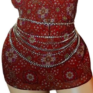 BELT SILVER TONE & RHYNSTONE MULTI LAYERED STREETWEAR CHAIN BELT